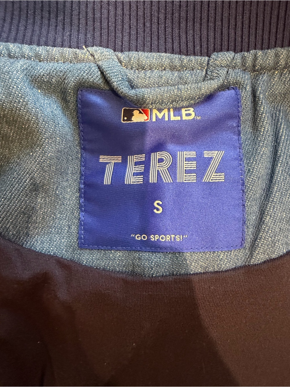 Women's New York Yankees Terez Blue Denim Blocked Bomber Jacket - Picture 6 of 8